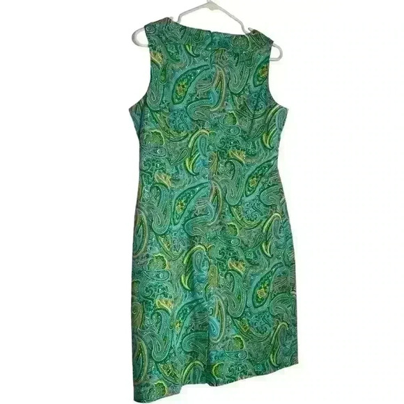 Jones New York Signature Green Teal Yellow Paisley Sleeveless Dress - Sz 10 - Picture 2 of 8